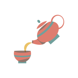 Immagine di teiera che versa tè in una tazzina